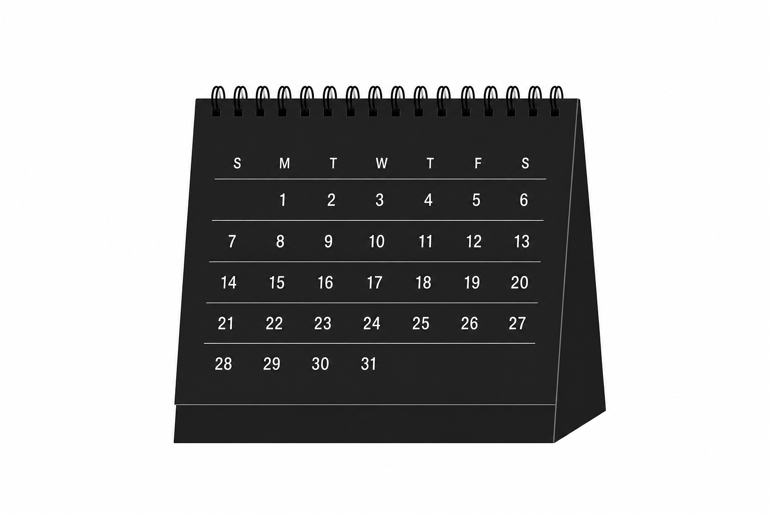 Black Digital Calendar On White Background